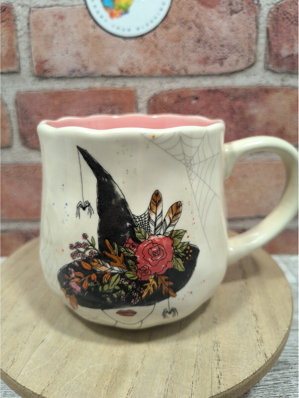Spectrum Designz Floral Witch's Hat Subtle Spider Web Pink Interior NEW